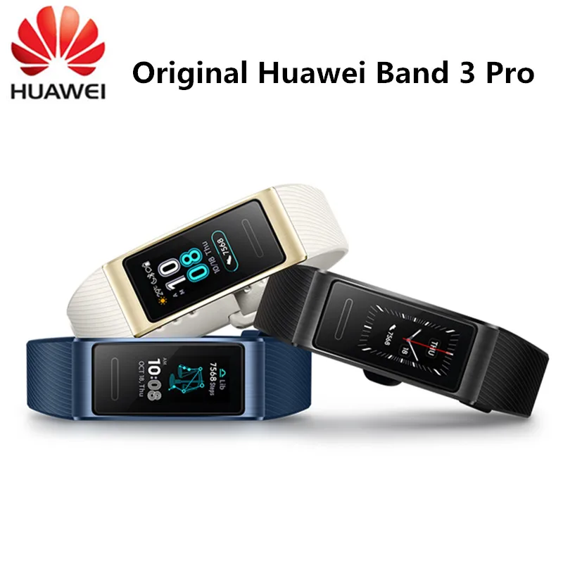 Смарт-браслет huawei Band 3 Pro gps 3, водонепроницаемый Сенсорный Экран 0,95 дюйма, датчик скорости плавания и сна
