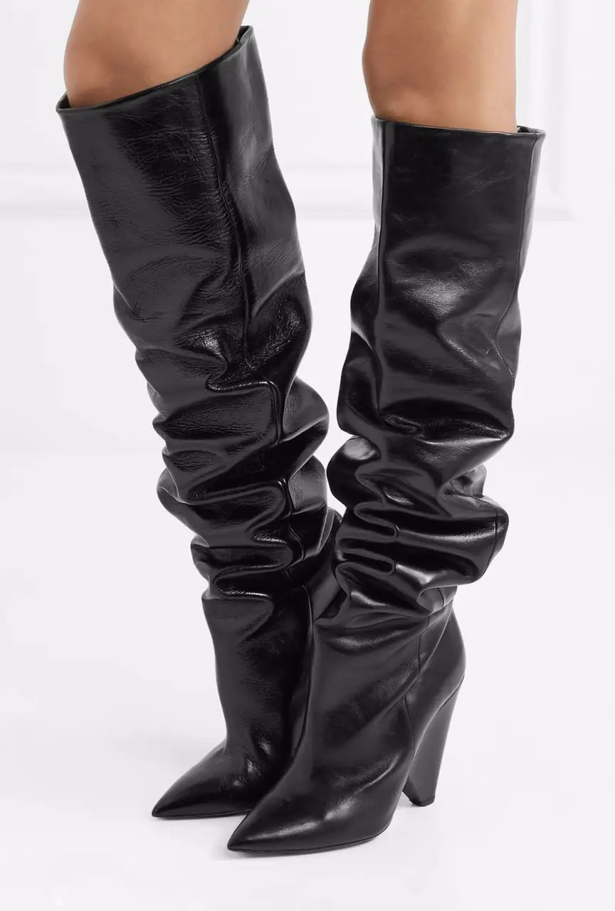 Женские кожаные сапоги до колена ARQA рыцарские в римском стиле с заостренным