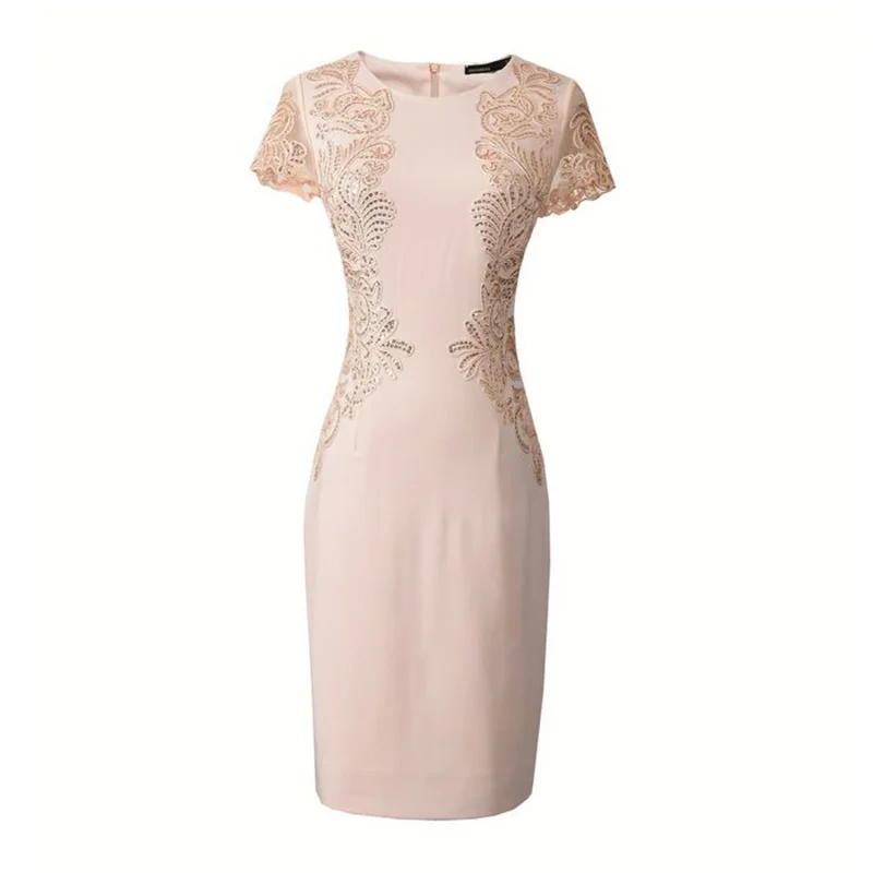 Новое поступление Для женщин аппликации платье модные Блёстки короткий рукав