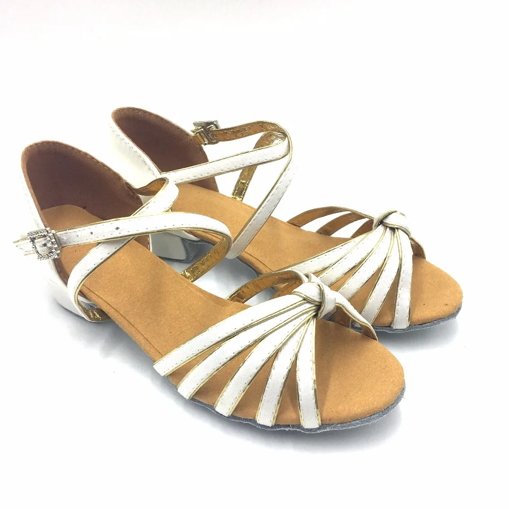 Обувь для латинских танцев девочек белые и пномпеньские туфли на высоком каблуке