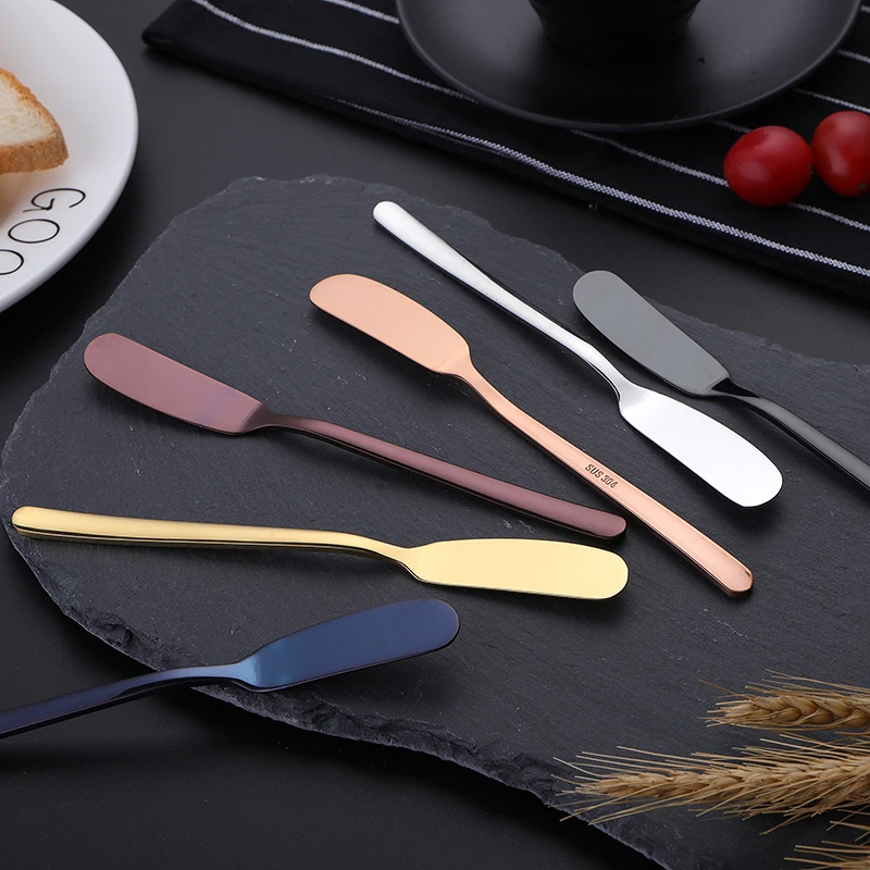 Colorful Butter Knife Jam Stainless Steel Cake Cream Smoother Frosting Spreader Pastry Spatula Christmas 6pcs |