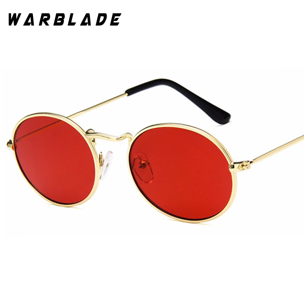 Новинка 2018 Овальные Солнцезащитные очки золотистые черные ретро розовые красные