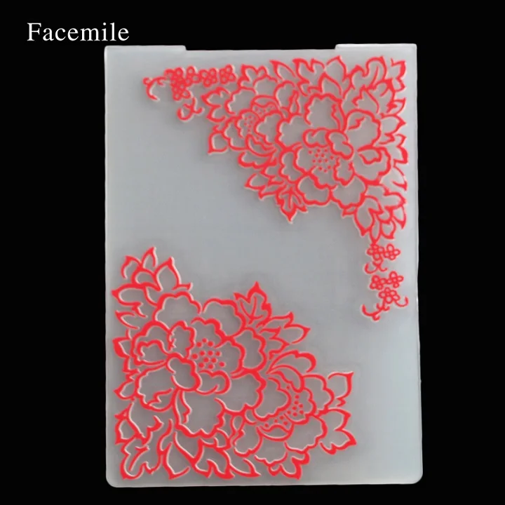 flower 2 Facemile 1 шт. пластиковый с тиснением папка для подарка Скрапбукинг нерегулярные кирпичи Тип фотоальбом карта бумага ремесленный шаблон форма - Цвет: flower 2