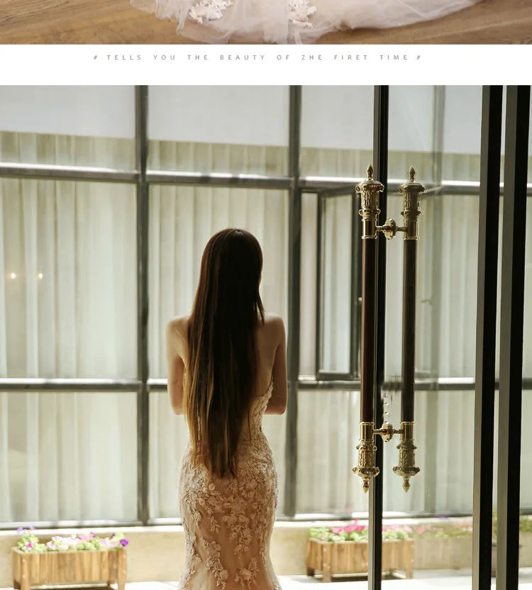 Платье Русалочки на свадьбу 2020 кружевное платье цвета шампанского без бретелек с