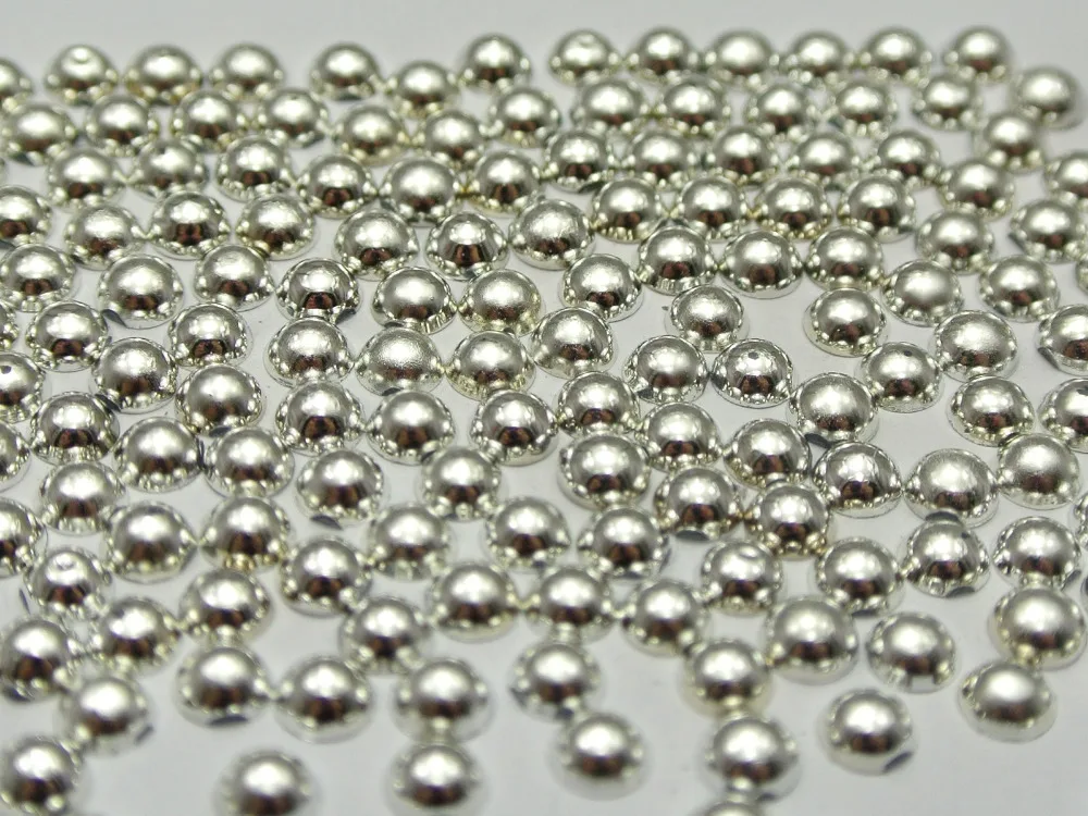 

2000 Metallic Silver Colour Flatback Round Tiny Half Pearl 3mm Nail Art Craft