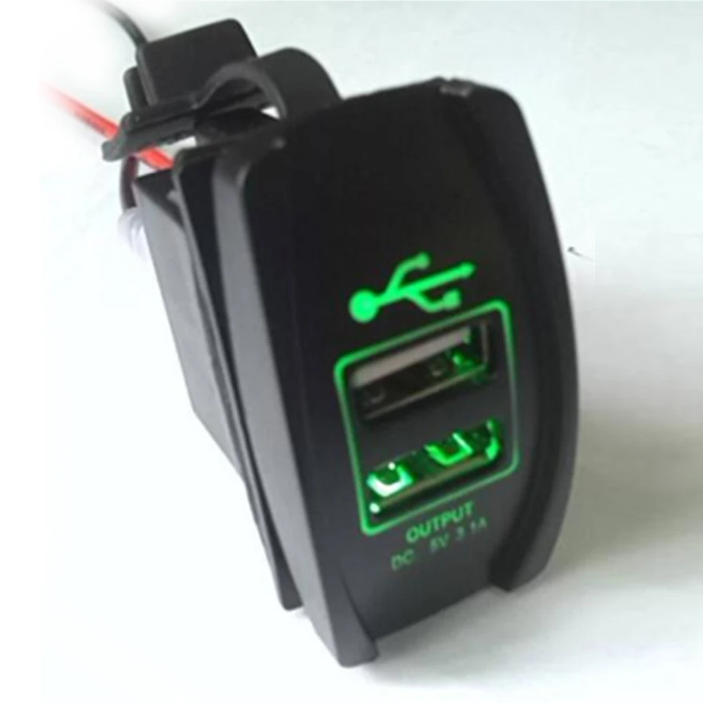 Выход DC 12 В 24 В Авто адаптер двойной USB огнеупорное зарядное устройство для Iphone Xiaomi розетка водонепроницаемый светодиодный индикатор термостойкий