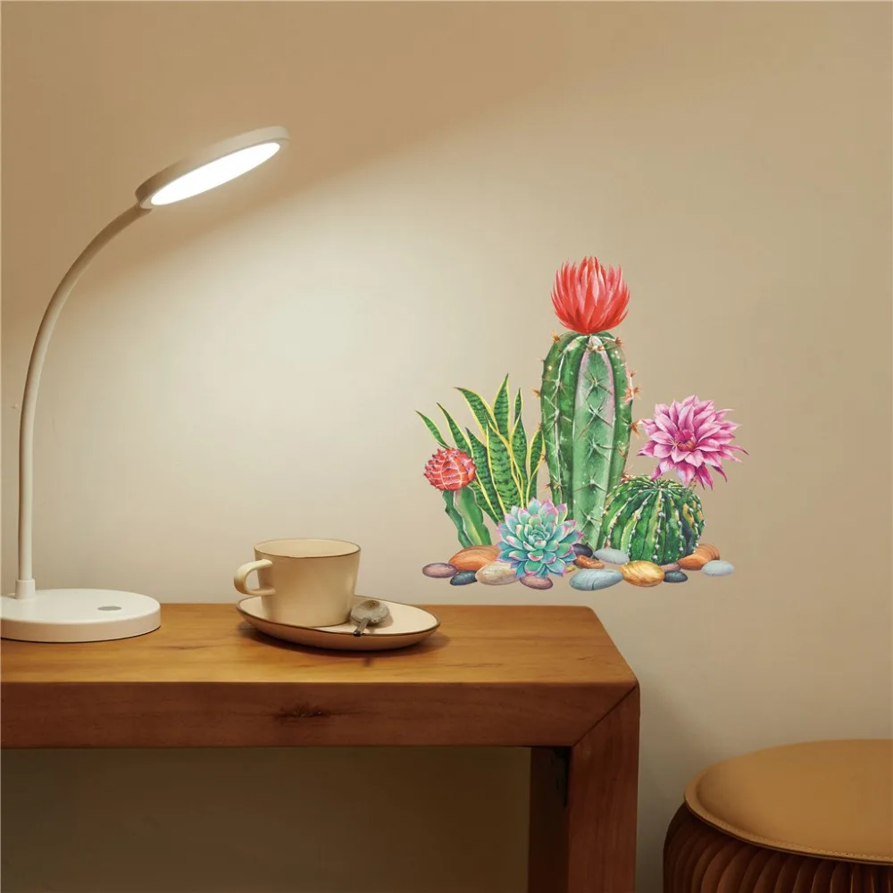 Персональная Наклейка на стену с зелеными растениями и кактусами украшение для