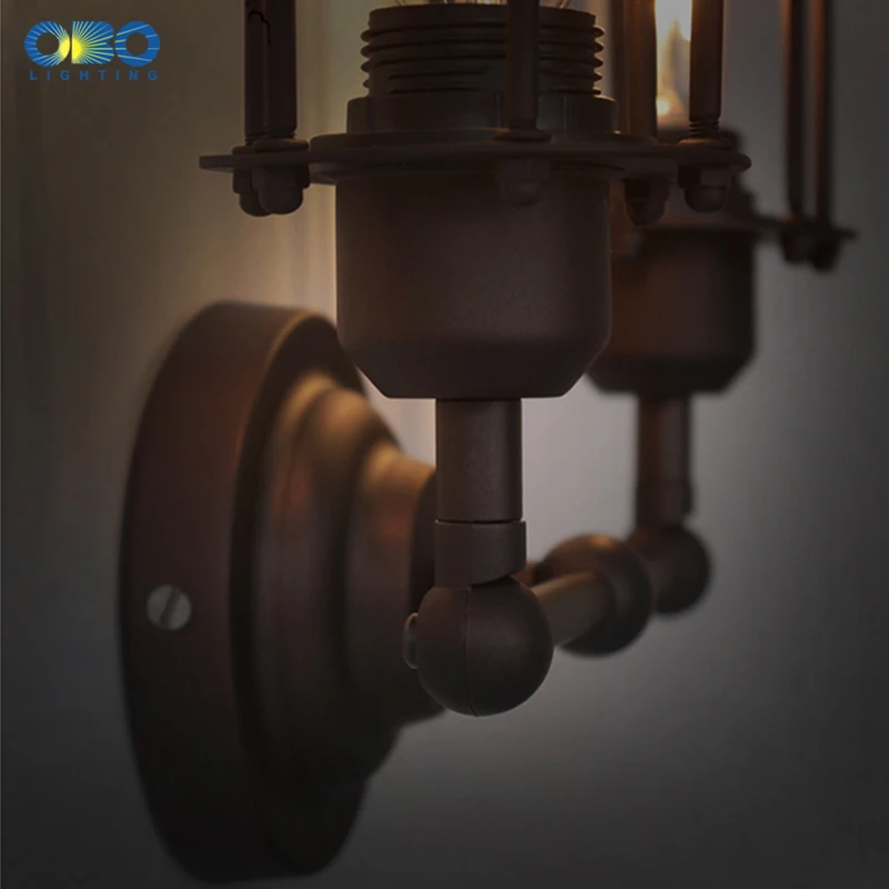 Винтажная железная окрашенная настенная лампа с двойной головкой для склада