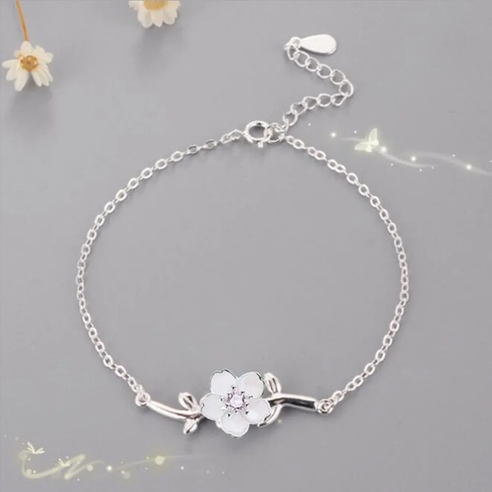 Женское ожерелье с подвеской в виде цветка вишни из серебра 925 пробы | Украшения и