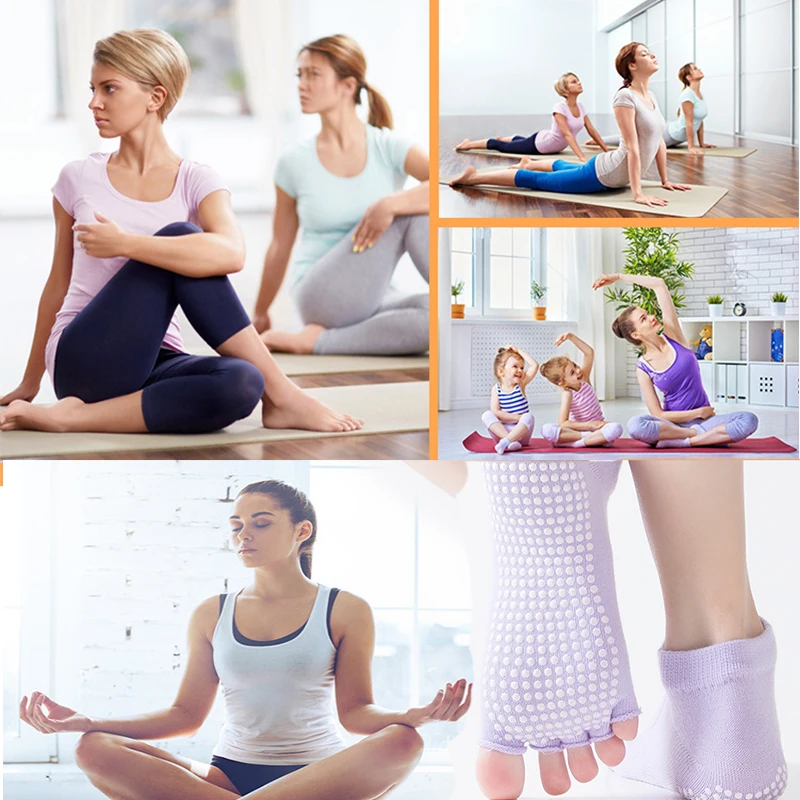 1 пара женские носки для йоги Нескользящие массажные спортивные хлопковые теплые