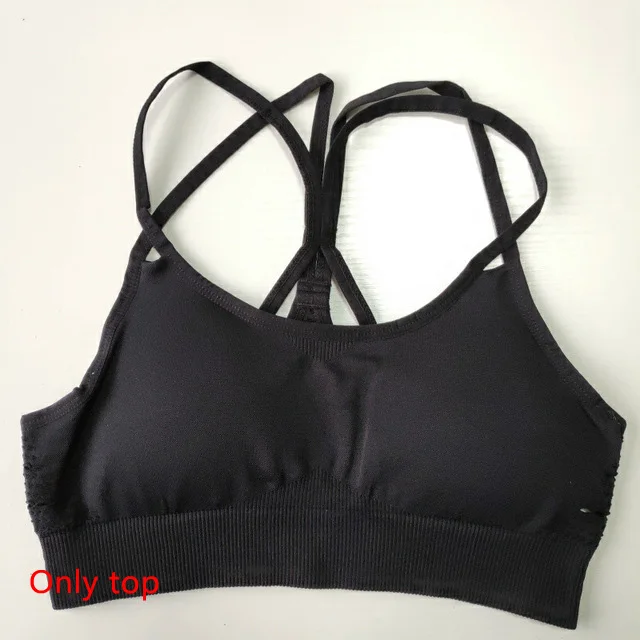 Black-Bra Спортивная одежда для женщин, спортивный костюм, спортивный бюстгальтер+ леггинсы, комплект из 2 предметов, женская одежда для спортзала, фитнеса, йоги, комплект, спортивный костюм, одежда для активного отдыха - Цвет: Black-Bra