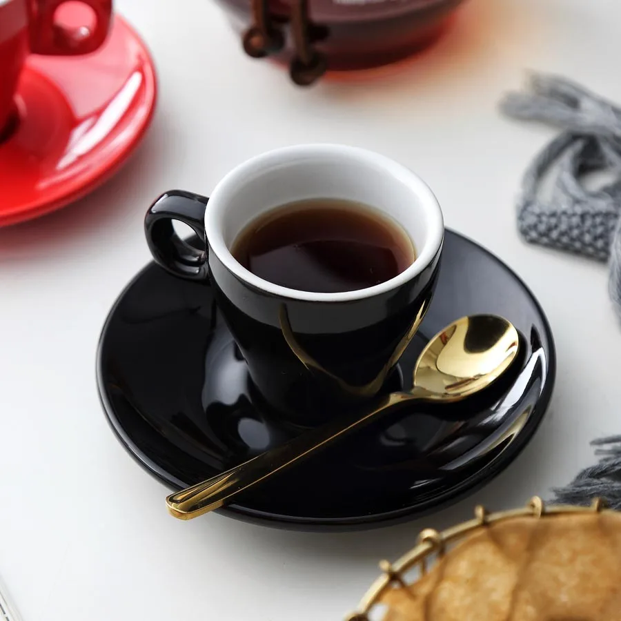 MUZITY Ceramic Cup And Saucer Black Coffee Set Porcelain 90ml Tea Drinkware | Дом и сад