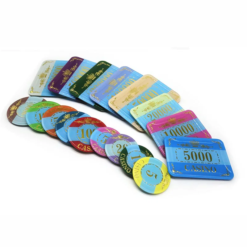 20 шт./компл. фишки для покера Техасский Холдем акриловая круглая/прямоугольная