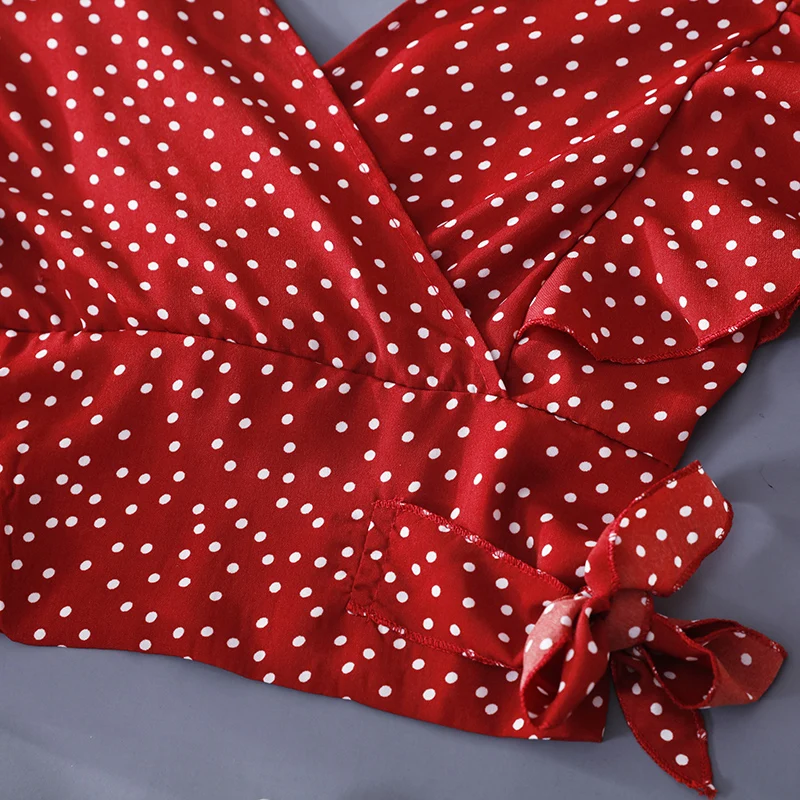 Блузка в горошек Женская повседневная шифоновая без рукавов с рукавом-воланом