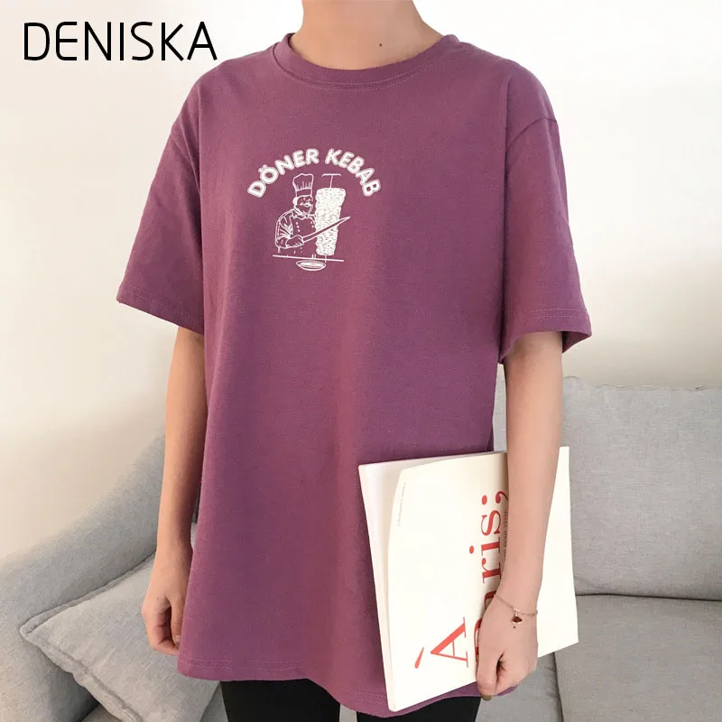 Корейский Письмо Распечатать Solid Хлопок Майка Женщины Graphic Tee рубашка Femme Уличная
