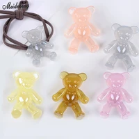 acrylic jelly sitting bear beads for diy jewelry making semi transparent creative simple girl hair rope kids gift accessory