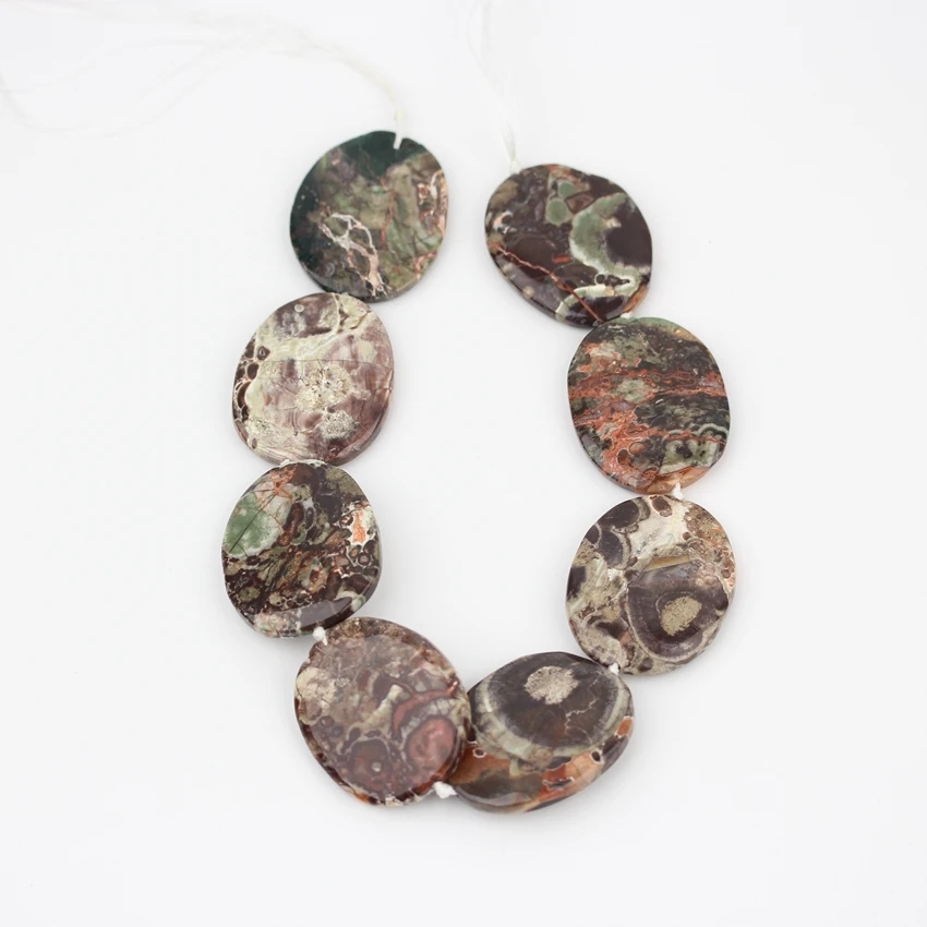 

Approx 8pcs/strand,Large Slice Gems Pendant Beads,Oval Shape Natural White Ocean Jaspers Irregular Slab Jewelry Bead EF-CT-295