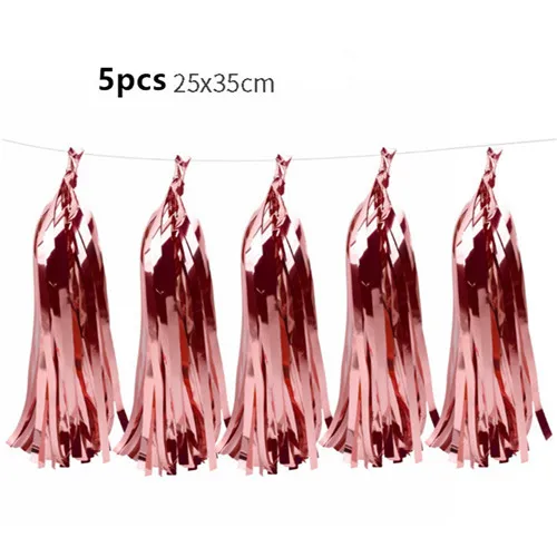 5pcsRose gold tassel 6 шт., 5 мм x 10 м, фольгированная лента для воздушных шаров на день рождения, свадьбу, праздник, украшение для вечеринки, воздушный шар, лента призмы, воздушный шар, веревка, Глобус - Цвет: 5pcsRose gold tassel