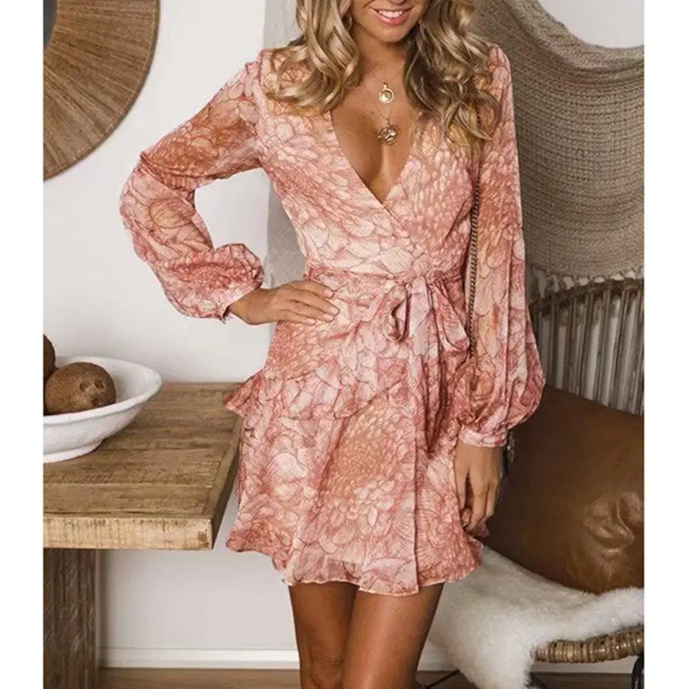 Модное женское платье с длинным рукавом и поясом Yfashion 2019|Женские платья| |