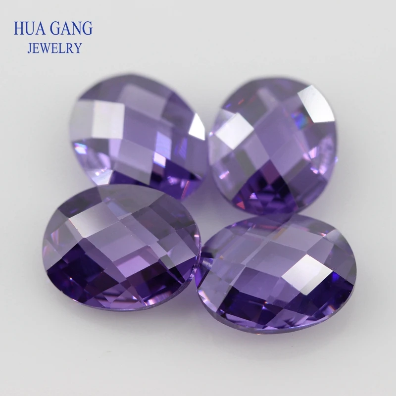 Purple CZ Stone Oval Shape Double Checkerboard Synthetic Gems Cubic Zirconia For Jewelry Size 3x5~13x18mm Free Shipping | Украшения и
