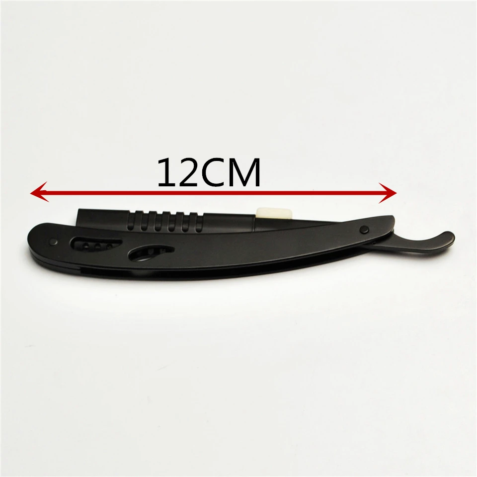 Складная бритва с прямой кромкой из нержавеющей стали черная одной бритвенный