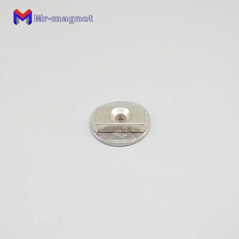 

100 шт./лот 20x10x5 мм 20x10x5 мм 5 мм с потайным отверстием N35 сверхмощный редкоземельный неодимовый магнит 20 мм * 10 мм * 5 мм-5 мм
