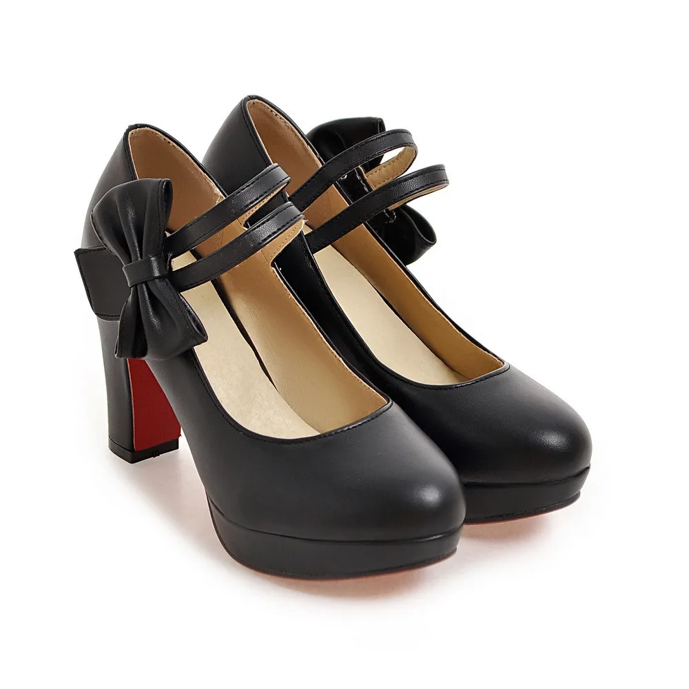 MoonMeek/2020 Милые туфли на платформе с бантом бабочкой Женские лодочки круглым