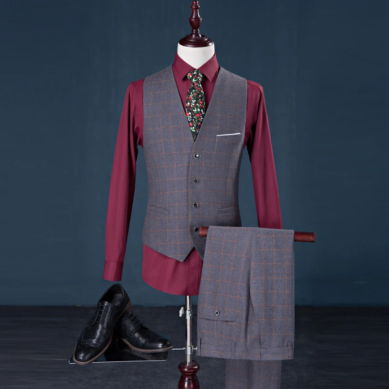 (Куртка + жилет брюки) 2017 Весна Новый стиль мужские деловые костюмы