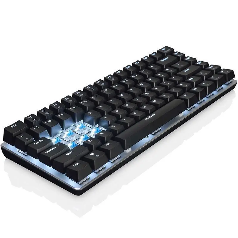 Черный Ajazz Geek AK33 светодиодный Usb Проводная игровая механическая клавиатура с подсветкой Эргономичный мультимедийный синий/черный переключатель - Цвет: Черный