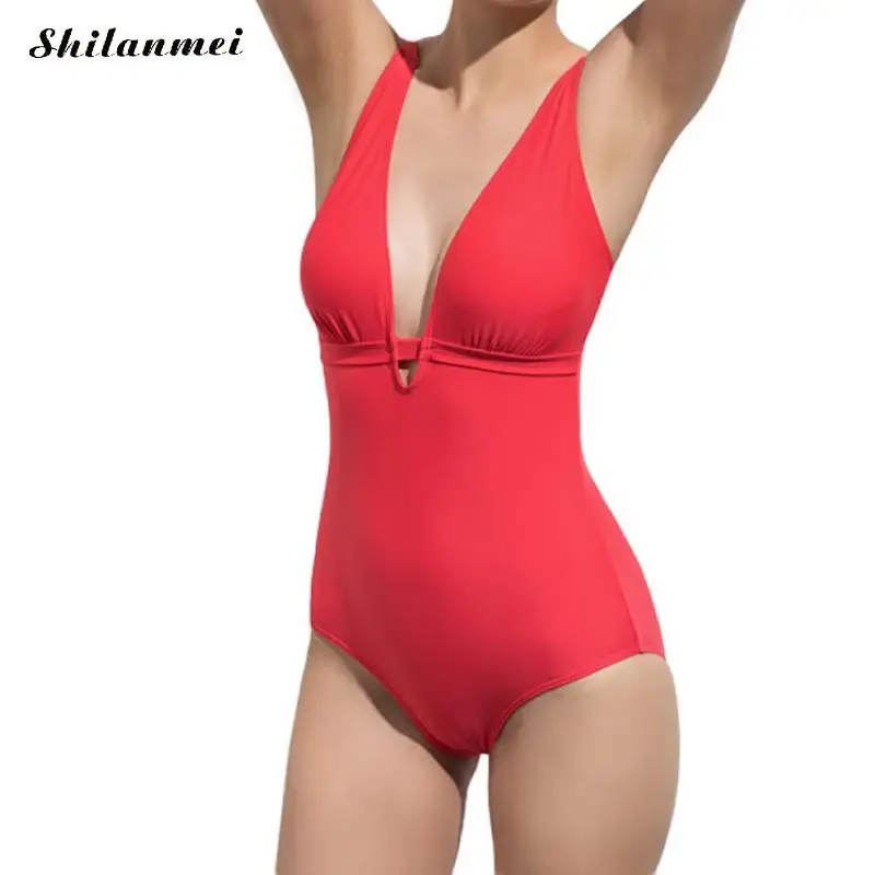 2018 Новый Высокая Талия Одна деталь купальный костюм Для женщин Сплошной Монокини