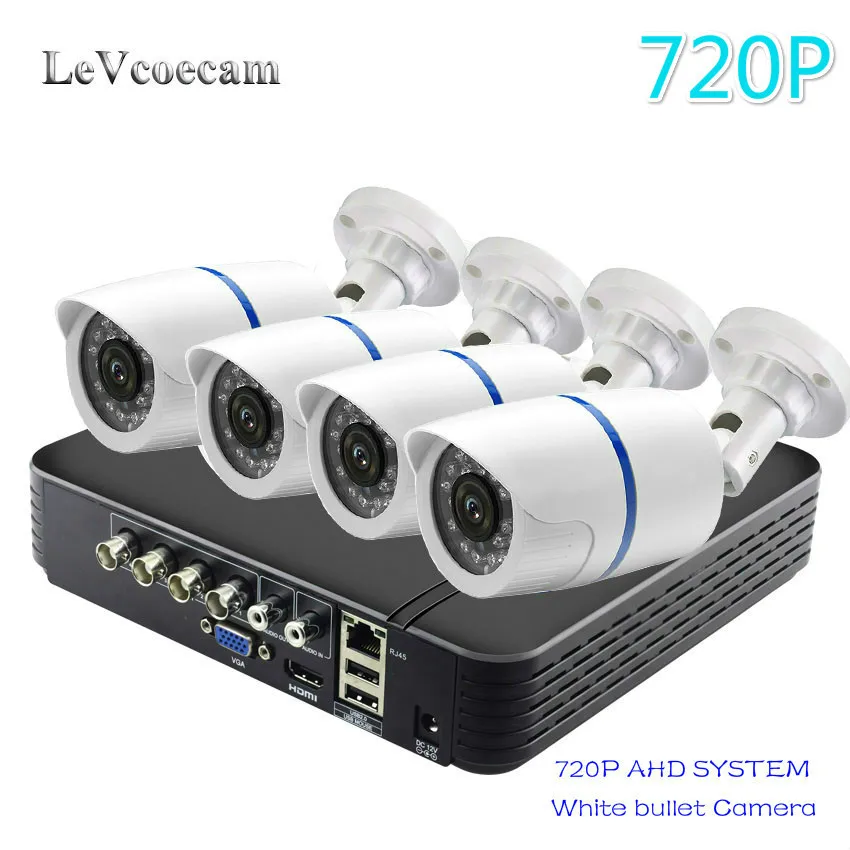 Черный CCTV камера 4CH 720 P/1080 P AHD камера безопасности DVR комплект CCTV Водонепроницаемая наружная домашняя система видеонаблюдения HDD - Цвет: Черный