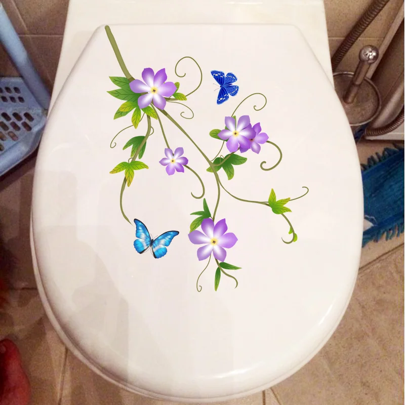 YOJA 18 3x23 9 см фиолетовый цветок Виноградная лоза модный WC наклейки для унитаза
