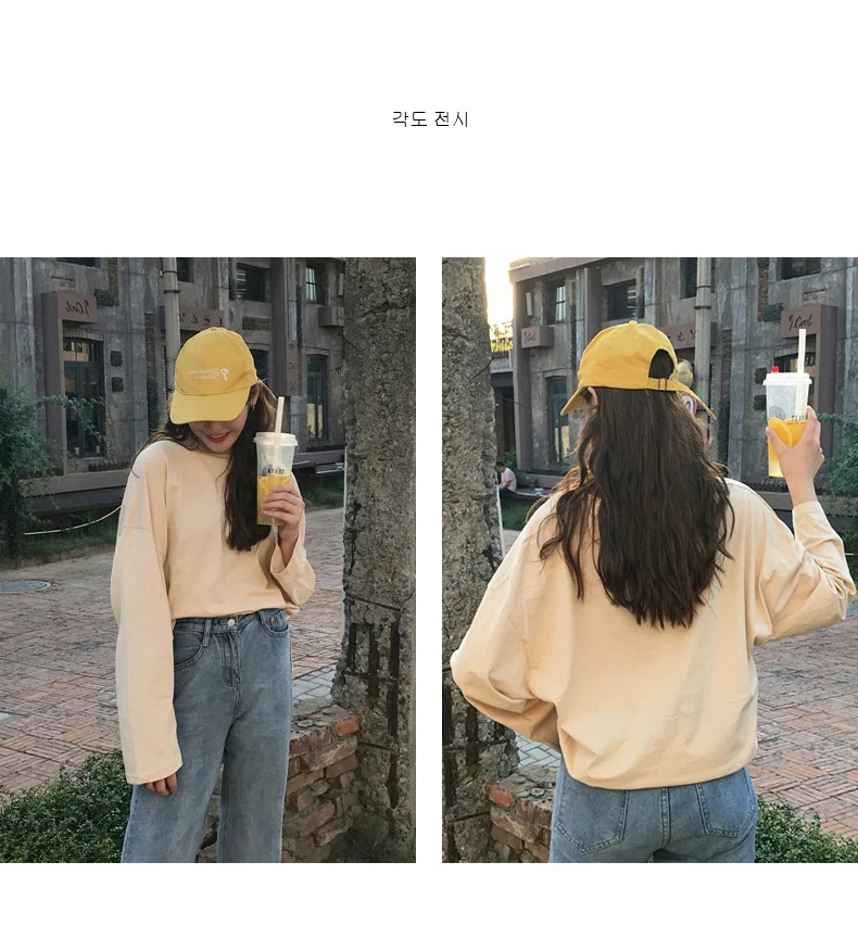 Футболки HARAJUKU женские Простые Топы шикарные свободные модные мягкие женские s рубашка для отдыха Корейская Классическая однотонная женская футболка с длинным рукавом