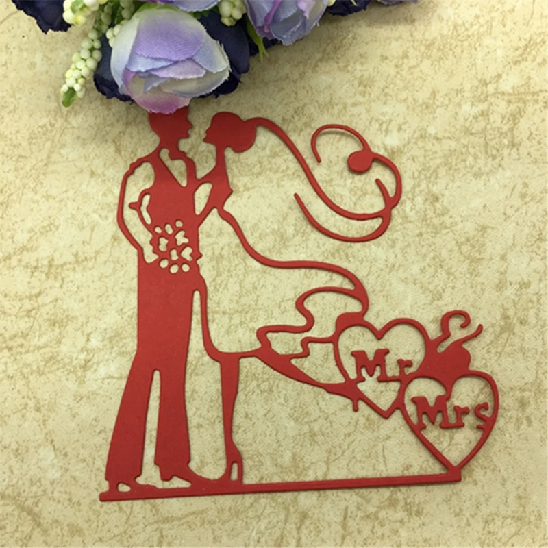 Свадебные любовные режущие штампы Жених Невеста целующиеся букеты трафареты для