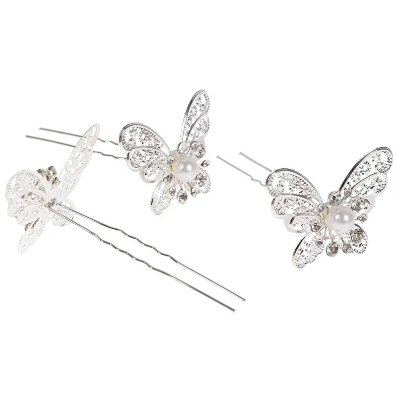 Заколка для волос ручной работы с искусственным жемчугом и кристаллами 20