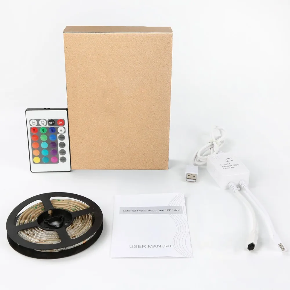DC 5 в USB 1 м/2 м/3 м Светодиодная лента 5050 SMD RGB светодиодный лента полоса с 24 клавишами музыкальный пульт для ТВ фоновый светильник ing светодиодный светильник полоса