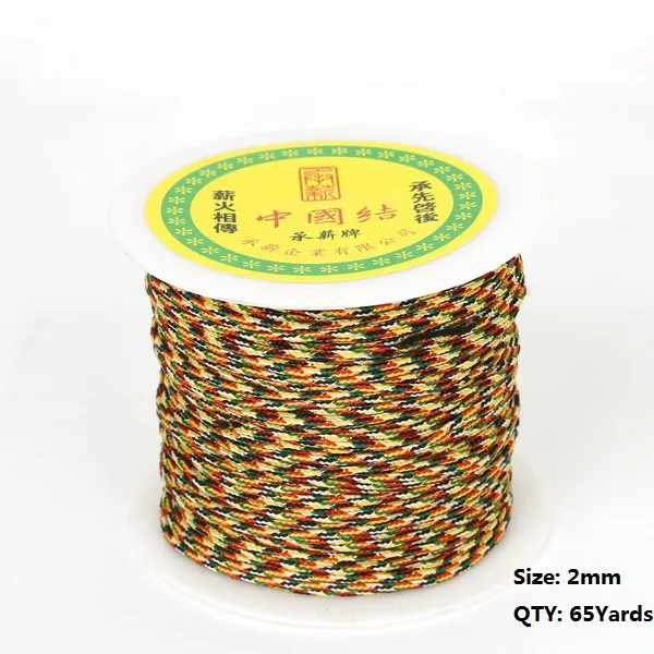 Mixed Color 65Yards Лидер продаж Смешанные Цвет прочный 25-140 ярдов/roll 0.4 мм-4 мм китайский узел Нитки шнур для DIY Ремесленная ручной инструмент шить Нитки - Цвет: Mixed Color 65Yards