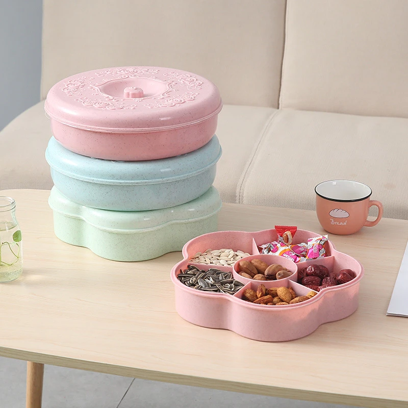 Бытовые Пластиковые в форме цветка сливы сухие контейнеры для фруктов закуски