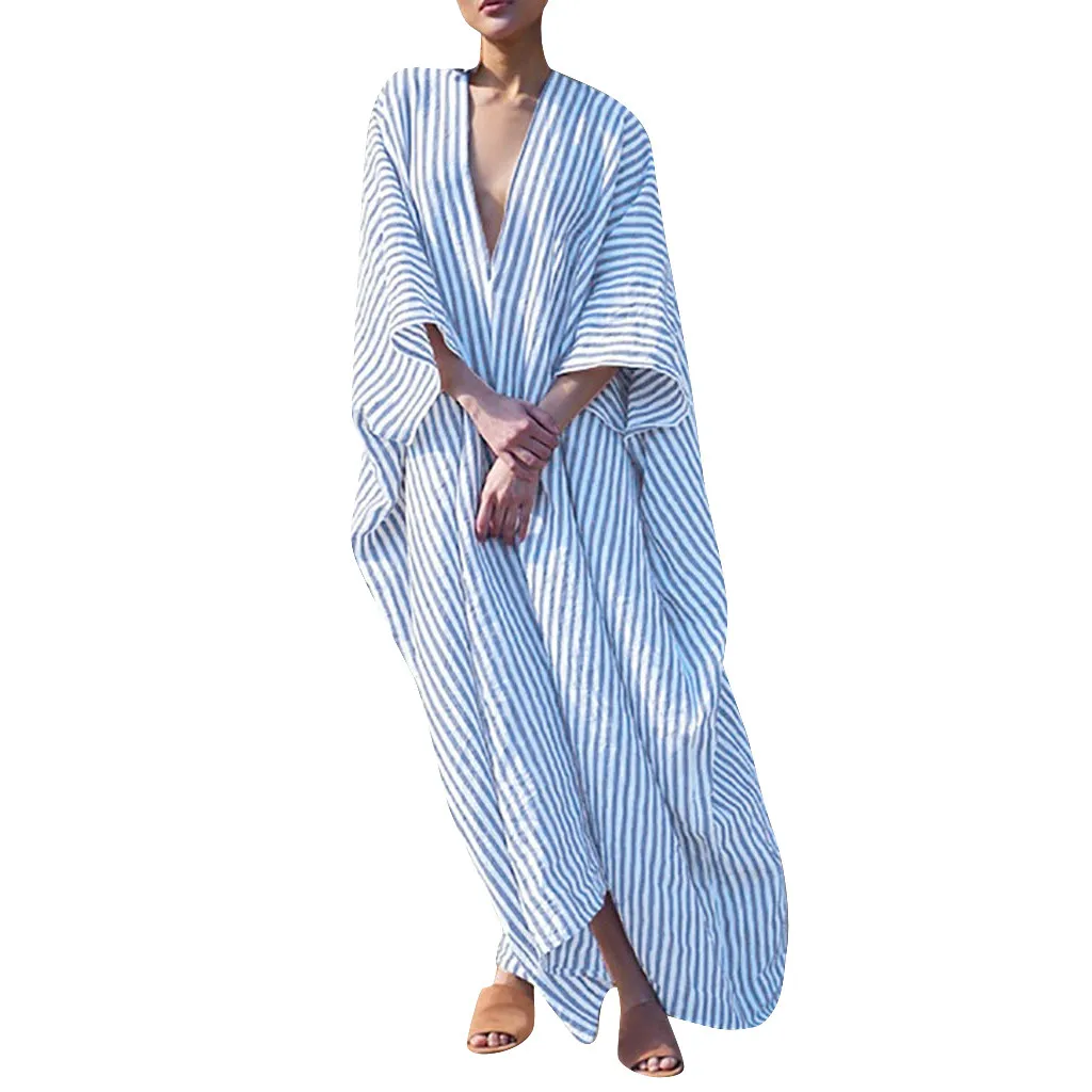 Женское длинное платье в полоску JAYCOSIN платье-рубашка богемном стиле для