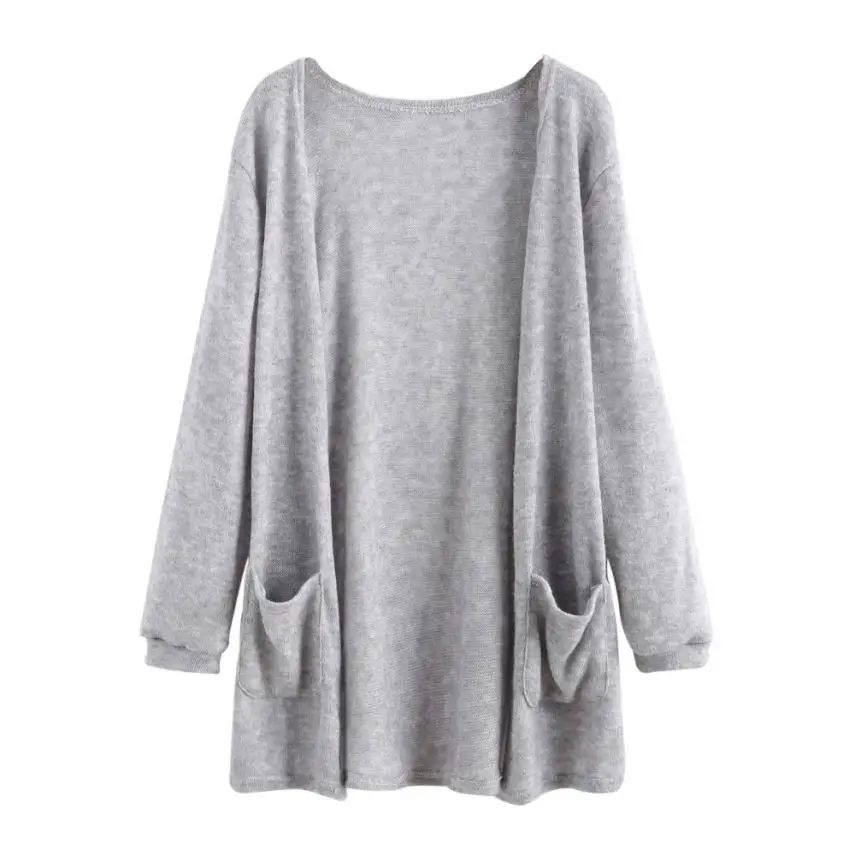Doudoulu с длинным рукавом Кардиган Женщины Open Front Jacket свободные кардиган Карманы Повседневный Кардиган Рубашка Блузы casaco# wmew