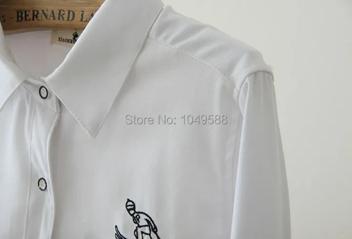 WB334# Women's White / Blue Blouse With Ski Embroidery Roupas Blusas Femininas Ladies Body Shirt Clothes. |