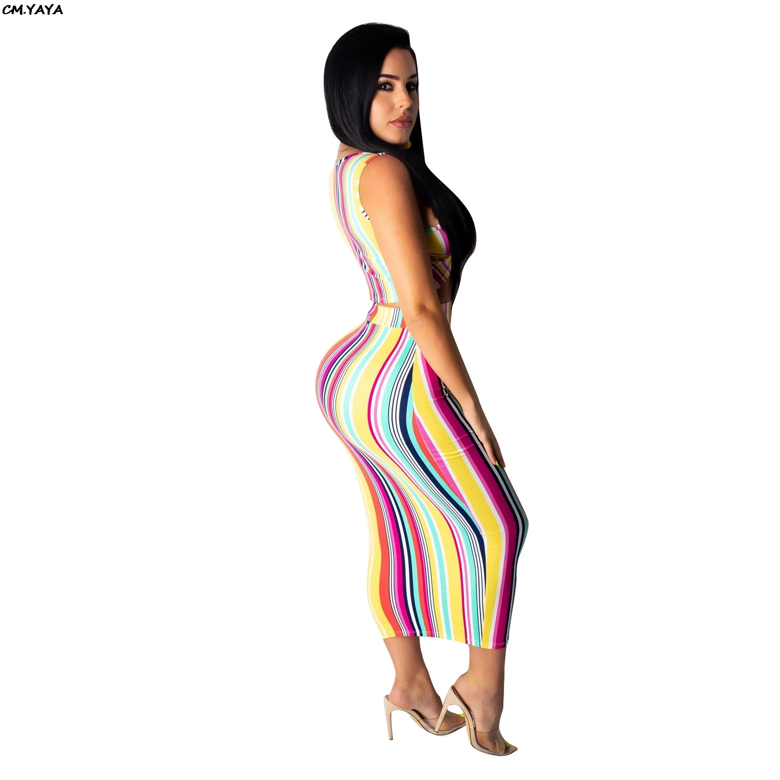 Женский Детский Летний Полосатый сарафан на бретелях облегающий костюм средней