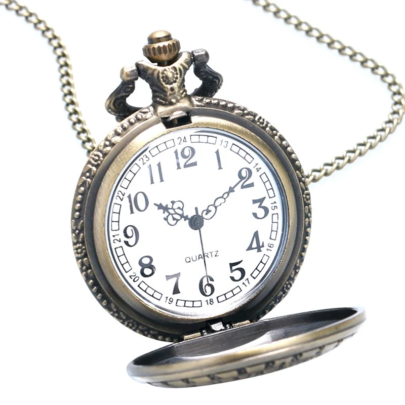 

Theme Round Small Size Stainless Steel Horse Men Women Quartz Pocket Watch Retro With Necklace Chain for Gifts Reloj De Bolsillo