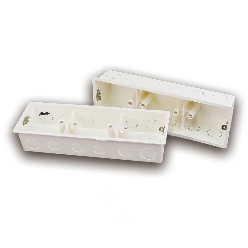 4pcs Universal Concealed Bottom Box Grey White 3-Gang Junction Square Cassette Dark |