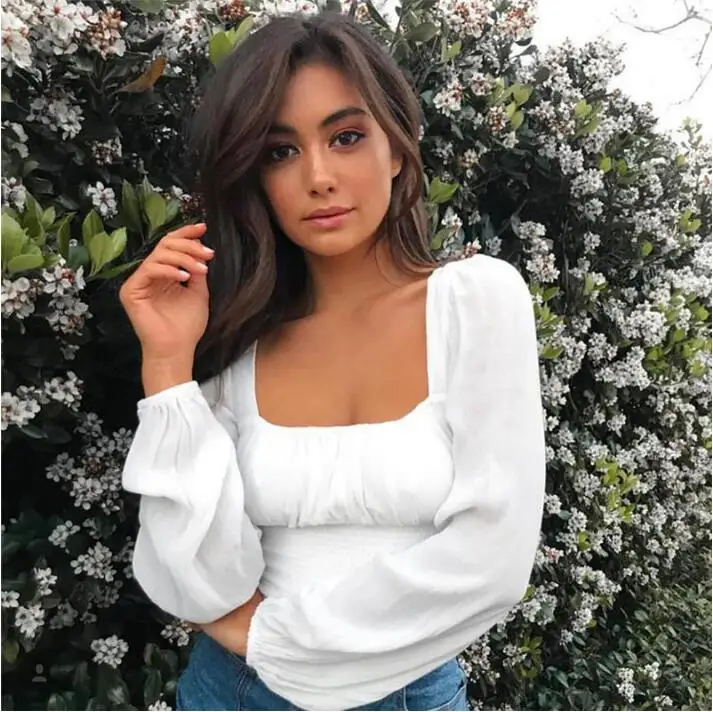 Длинные фонари рукавом slash средства ухода за кожей Шеи пикантные Топы