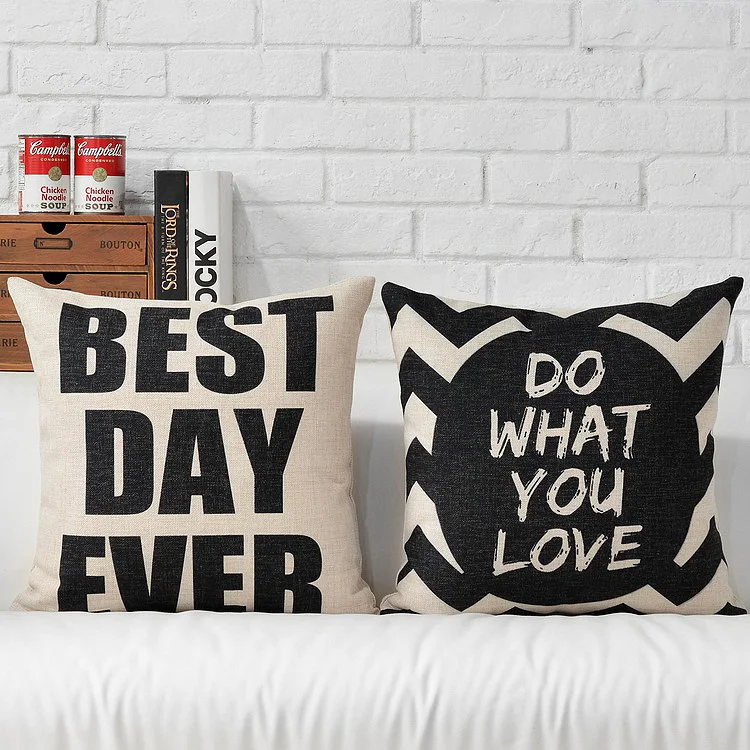 Черный белый цвет подушка с цитатой крышка белье письмо Подушка Чехол крест