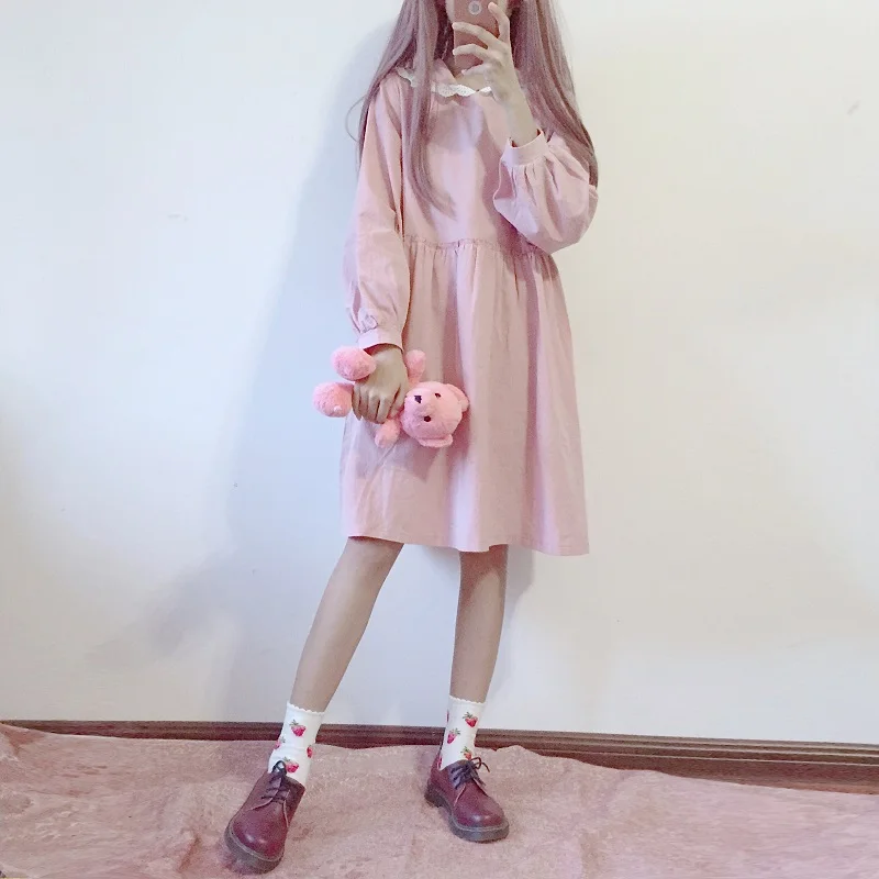 Женское мягкое японское кружевное платье с шапкой Kawaii Bunny облегающее длинными