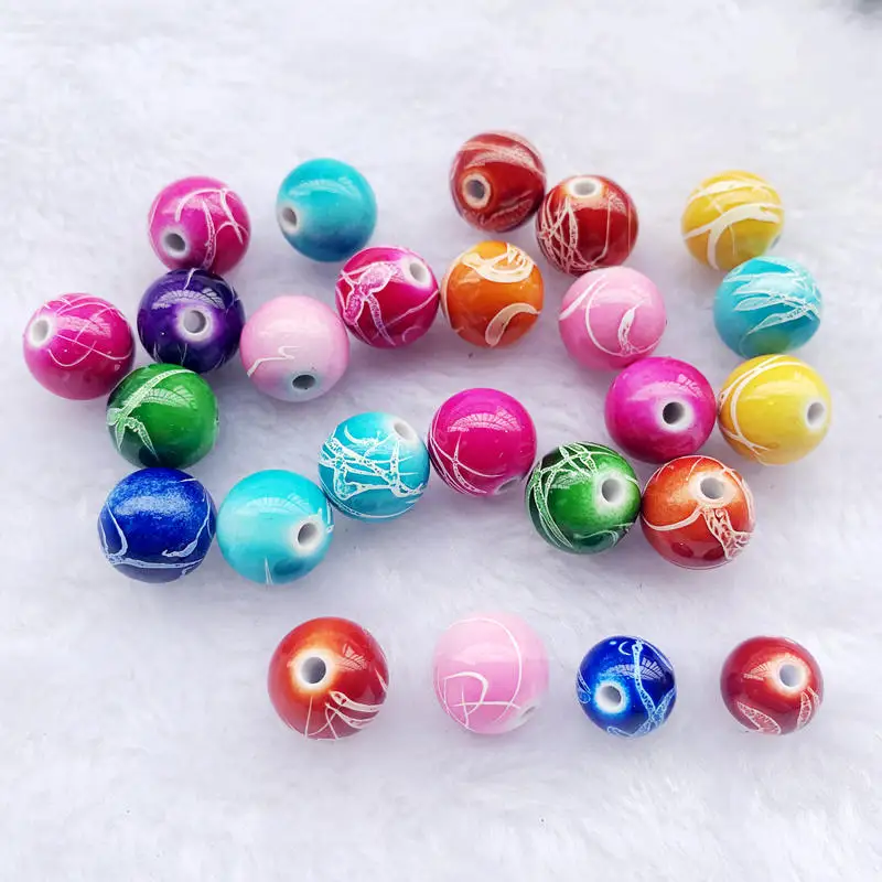 Круглые акриловые бусины для брелоки браслетов и ожерелий 10 мм 12 оптовая