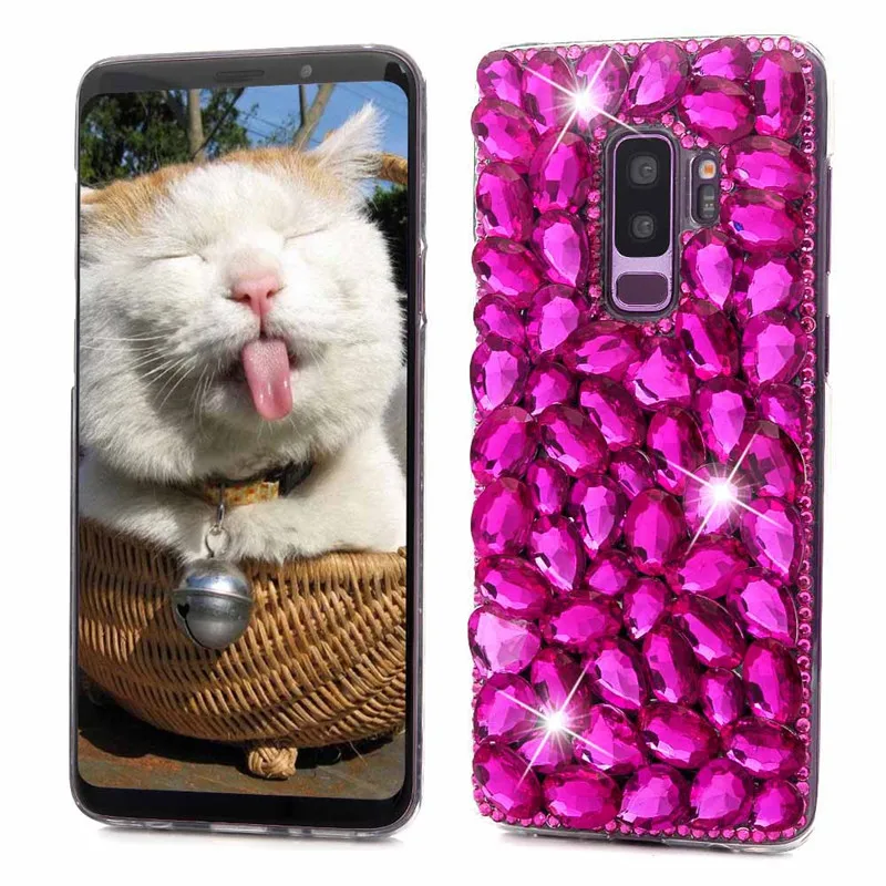 3D чехол украшеннный горным хрусталем для samsung Galaxy S9/S9 Плюс/S8/S8 Плюс/S7 край A3 A5 2017