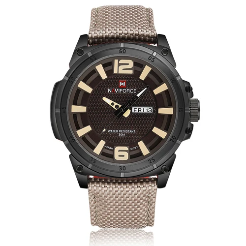 B Y NAVIFORCE Mens Watches Top Brand Luxury Men Fashion Business Quartz Watch Male Nylon Strap Wristwatch with Date and Week Display - Color: B Y